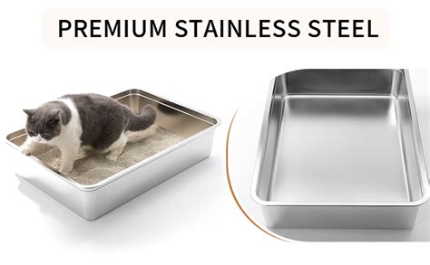 Yangbaga Extra Large Stainless Steel Litter Box, 28’’ x 20’’ x 8 